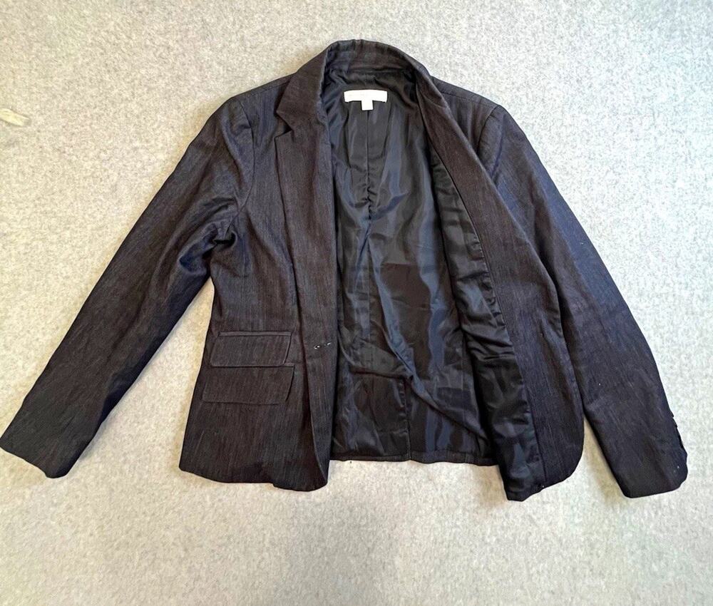 New York & Company Gray Blazer Jacket Women’s 12 Button Lined Long Sleeve Short